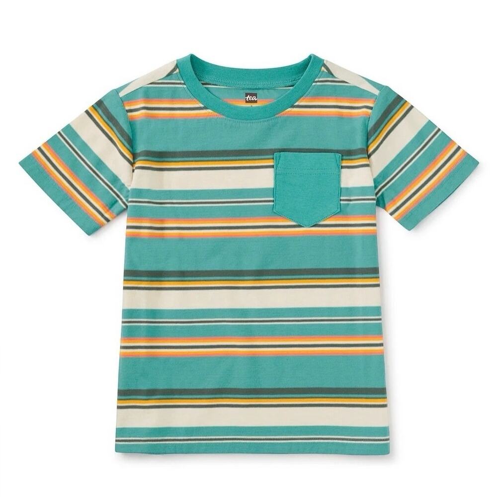Tea Collection Striped Pocket Tee | 100% Cotton Jersey | Short Sleeve | NWT